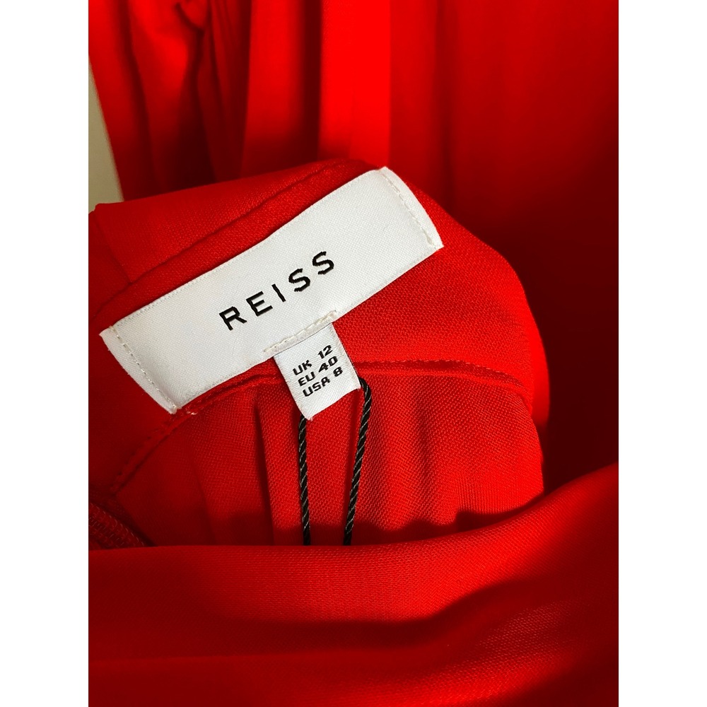 Reiss Savannah Red Jersey Wrap Asymmetric Maxi Dress US 8 - Picture 9 of 12
